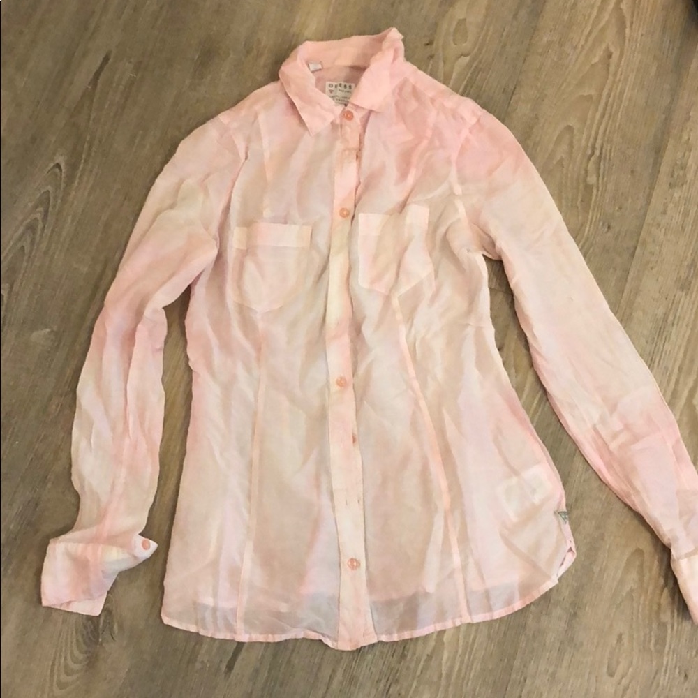 Pink button down by Guess
